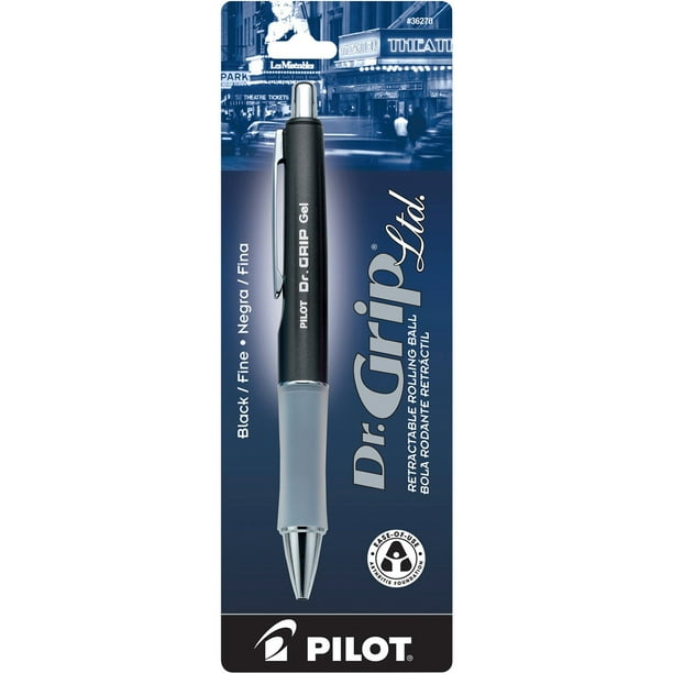 PILOT Dr. Grip Limited Retractable Gel Ink Pen, Fine Point, Gray Barrel