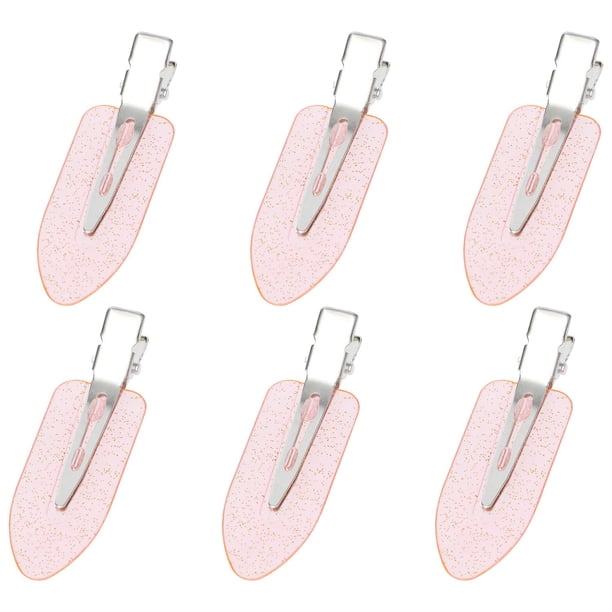 Mini Skater - 6 pinzas para el pelo sin doblar, pinzas para maquillaje, pinzas para rizos, pinzas para el pelo sin arrugas, para peinado, flequillo, ondas, peinado, peluquería (rosa brillante)