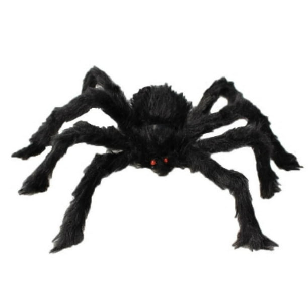 Home Times - Decoración de araña gigante de Halloween (29,53 pulgadas), accesorio plegable y peluda para Halloween, araña negra espeluznante para decoración de interiores, casas y jardines.
