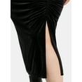 thumbnail image 4 of Terra & Sky Women's Plus Velvet Midi Skirt, Sizes 0X-5X, 4 of 5