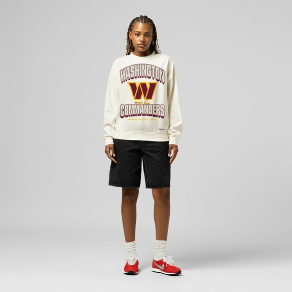 Women's Mitchell & Ness Cream Washington Commanders Tonal Arch Sweatshirt