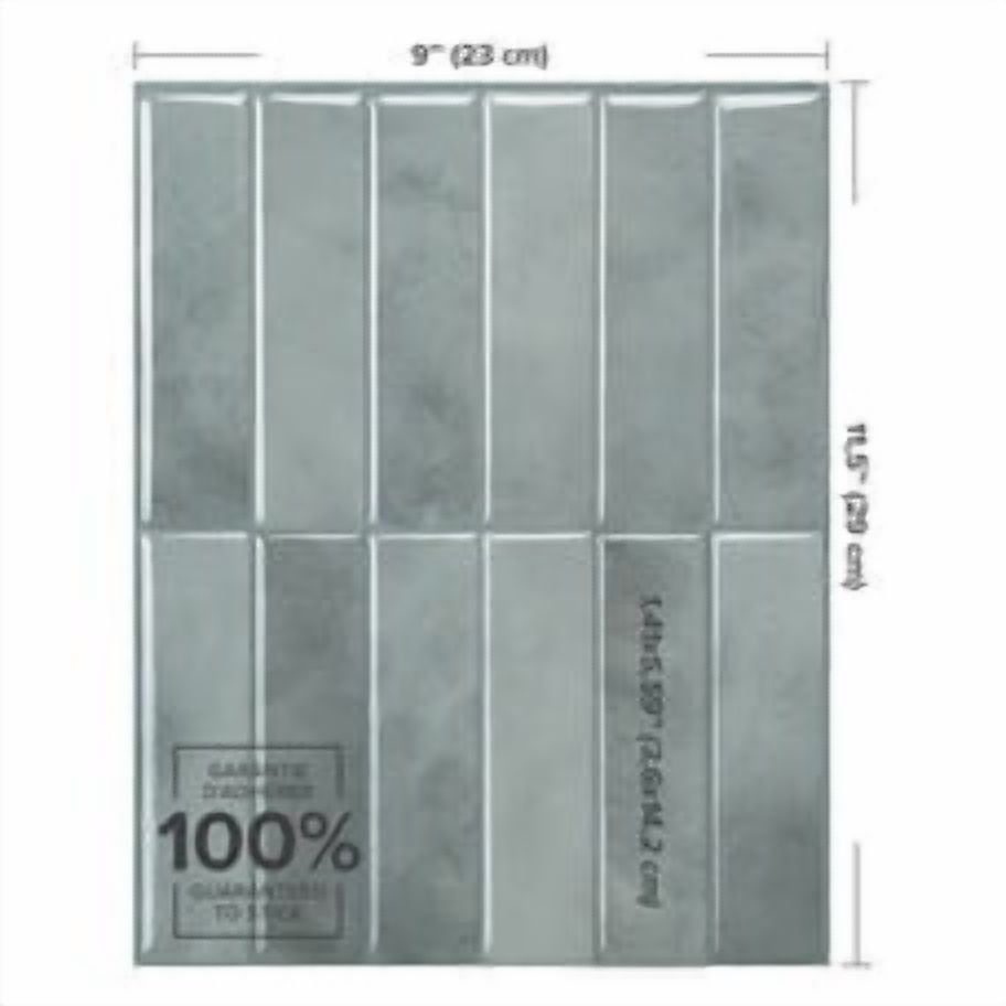 Smart Tiles Peel and Stick Backsplash, 5 Adhesive Tiles, Morocco Grey, 11.43"x9"