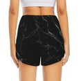 thumbnail image 4 of Xecao's Black Marble Texture Abstract for a double-layer running short for women, perfect for gym, tennis, and more, featuring a convenient pocket., 4 of 9