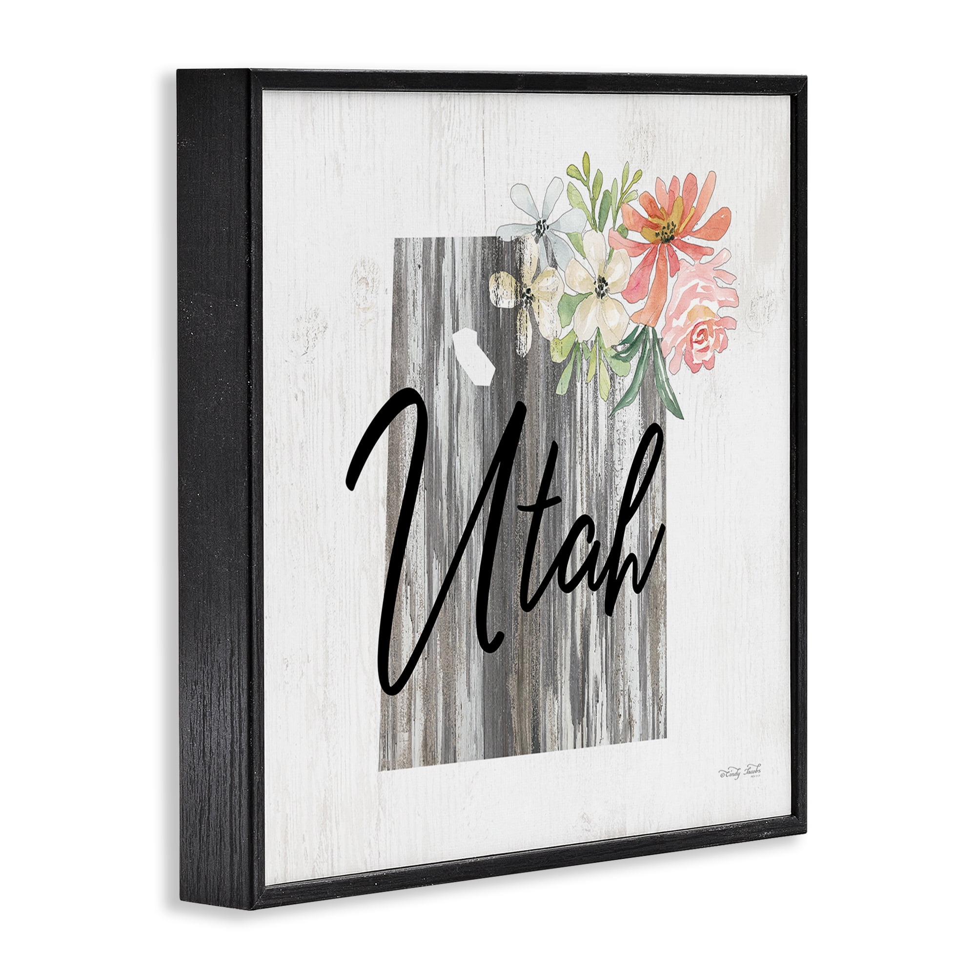 Stupell Industries Shabby Chic Utah Botanical & Floral Painting Black Framed Art Print Wall Art, 12 x 12