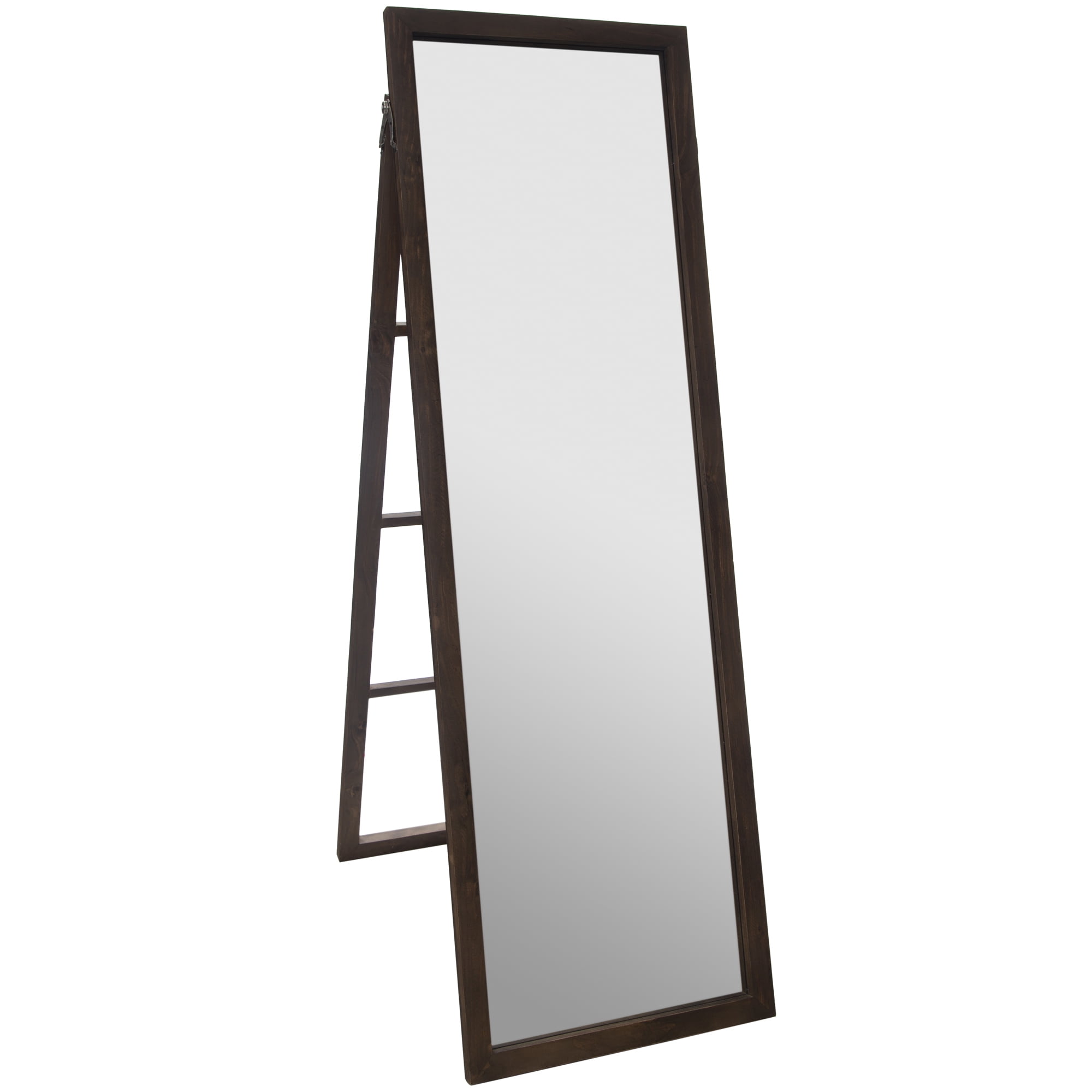 Classic Walnut Full Length Wood Ladder Standing Mirror with Easel 22