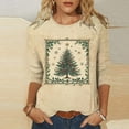 thumbnail image 2 of Weiqiqre Womens Fall Clothes 3/4 Length Sleeve Loose Fit Crewneck T Shirts Cute Christmas Three Quarter Length Tunic Tops, 2 of 6