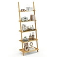 thumbnail image 1 of Gymax 5-Tier Bamboo Ladder Shelf Wall-Leaning Bookshelf Display Bookcase Storage Rack, 1 of 10
