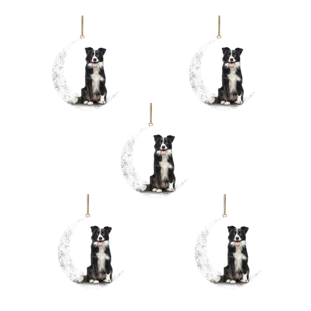 Iron Art Siéntese en la luna Lovely Dog Moon Ornament para los amantes de los perros Christmas Tree Pendent 5PC Wmkox8yii gf6370