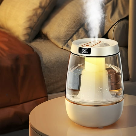 

Qdahuk USB Humidifier With Light Quiet Cool Mist Humidifier For Bedroom And Office Plants Easy To Clean White
