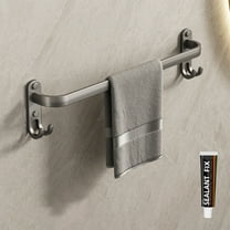 Clearance under $5 Usloyux Towel Rack Wall Mounted Black 1-Tiers 12 Inch Towel Bar Aluminum Towel Holder with 2 Hooks Towel Stands for Bathroom Hotel