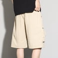 thumbnail image 6 of Linen Shorts for Men 12xl Men's Cargo Shorts with Elastic Waist Drawstring,Plus Size Summer Wide Leg Shorts with Multi Zipper Pocket Khaki XXL, 6 of 8