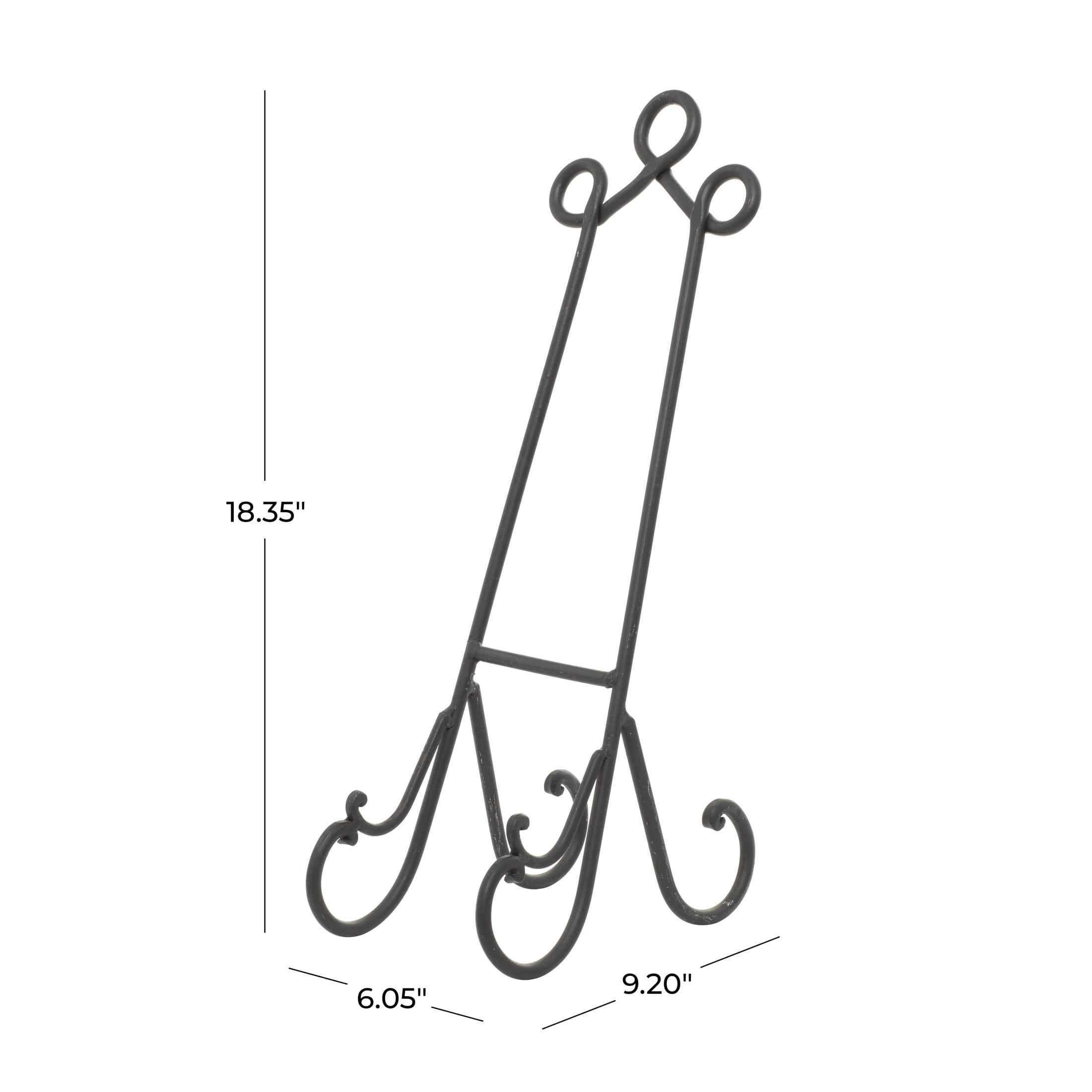 DecMode 6" x 18" Black Metal Tabletop Arched Scroll Easel, 1-Piece