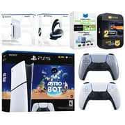 Sony PlayStation 5 Slim Digital Astro Bot Bundle with Disc Drive, Extra Controller, MightySkins Voucher and 2 Year Extended Warranty - Sterling Silver