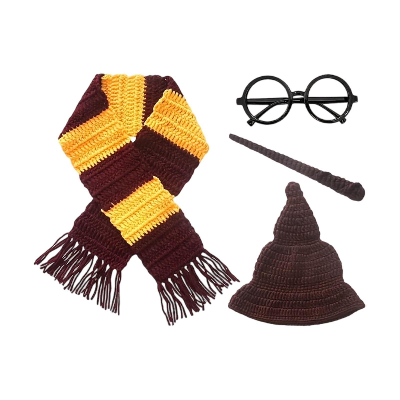 XPJBKC Costume Photo Nouveau-né Magicien - Chapeau, Écharpe, Baguette Magique Et Lunettes Pour Séance Photo Bébé 0-2 Mois - Cadeau Naissance, Halloween