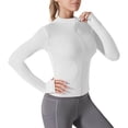 thumbnail image 3 of Sentmoon Maillot Dermoprotecteur pour Femme Séchage Rapide Maillot Dermoprotecteur Col Rond avec Fermeture Éclair Doux Coupe Régulière Manches Longues Chandail de Soleil Femme pour Natation et Surf Blanc TG, 3 of 7