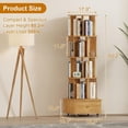 thumbnail image 3 of 4 Tier Rotating Bookshelf with Drawer, 360° Display Spinning Corner Bookcase with Wheels, Storage Rack for Small Spaces, Narrow Wood Book Shelf for Bedroom Living Room Study, 3 of 8