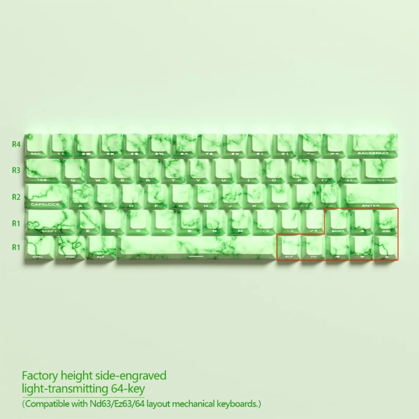 Emerald Theme Keycap Set Original PBT 64/74Keys Side Engraveds Translucents Keycaps for Gaming Mechanical Keyboards