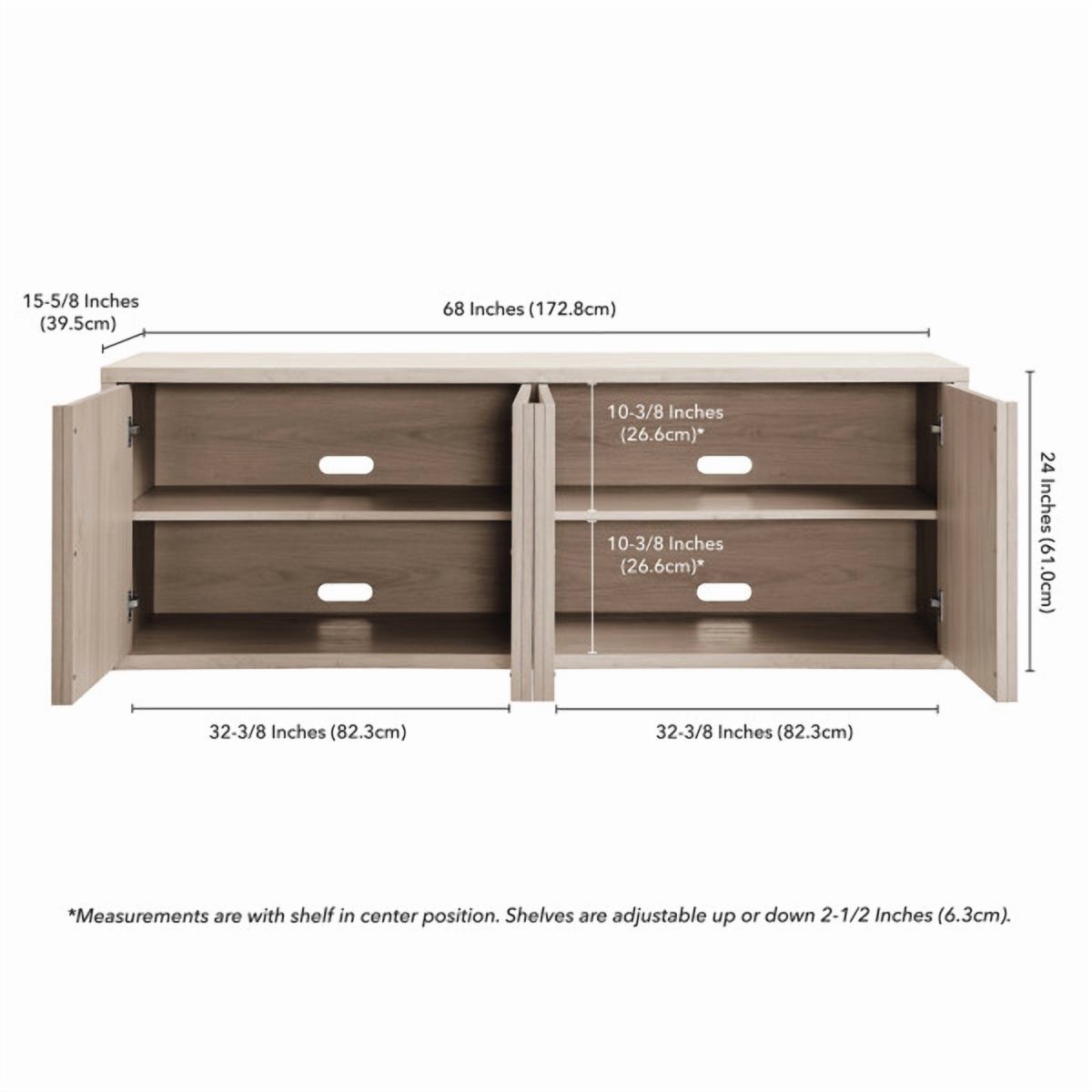 Kai Rectangular TV Stand for TV's up to 75" in Alder White