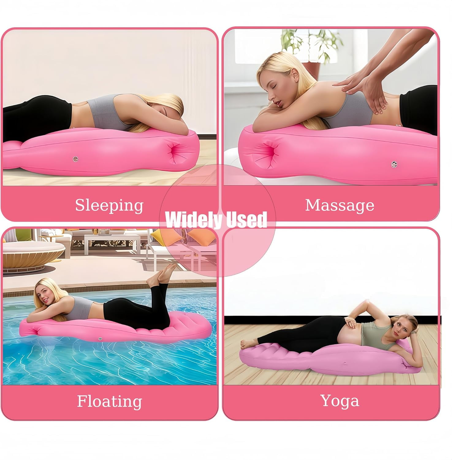 Pregnancy Pillows for Sleeping: Full Body Pregnancy Pillow, 2025 New Inflatable Pregnancy Pillow with Hole, Maternity Pillow for Stomach Sleeping,Back Pain Relief,Pool Floating, Includes Pump (Pink)