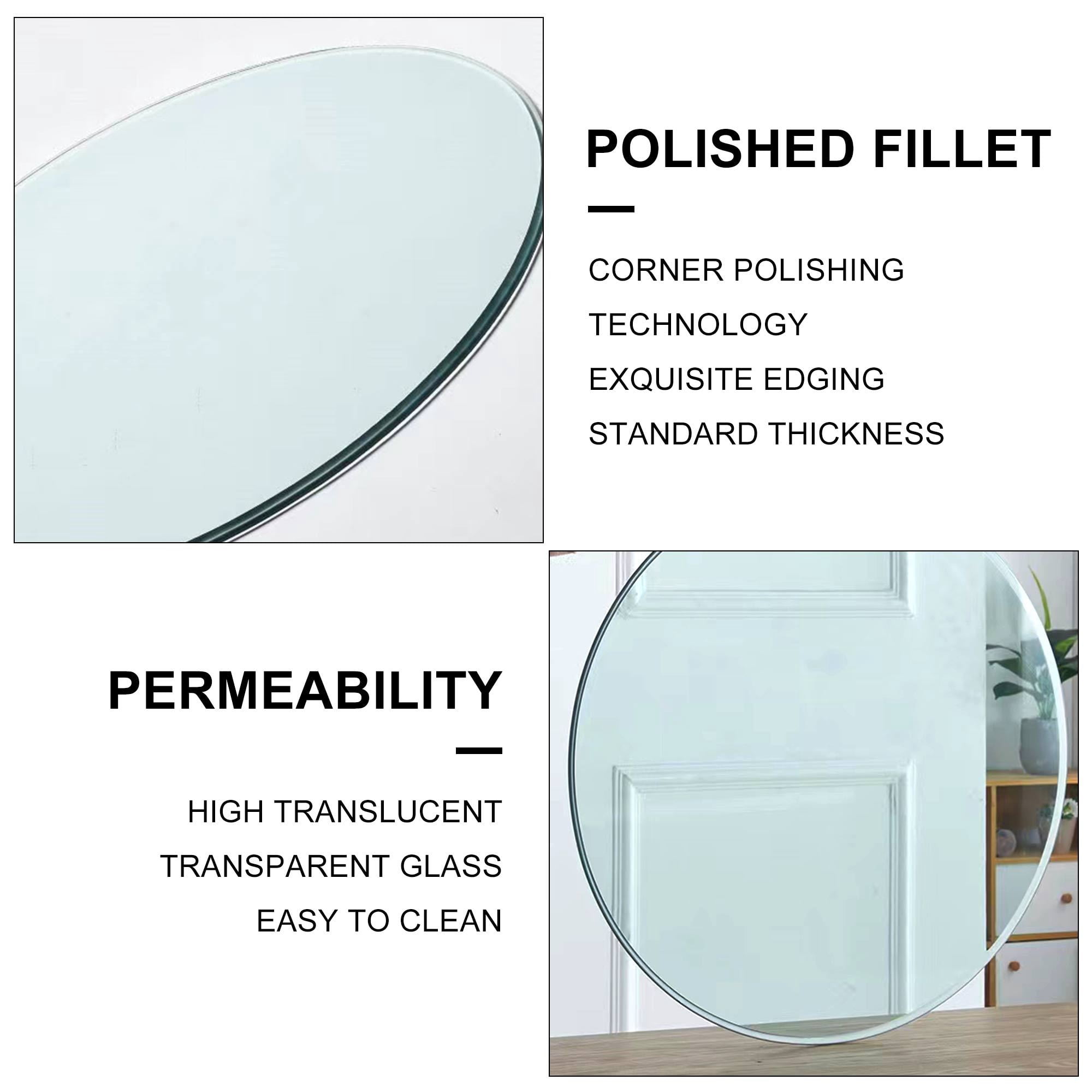 24 Inch Round Tempered Glass Table Top, 0.24" Thick Clear Transparent Glass Sheet with Smooth Polished Edge, Custom Replacement Glass Top for Coffee Tables & Side Tables