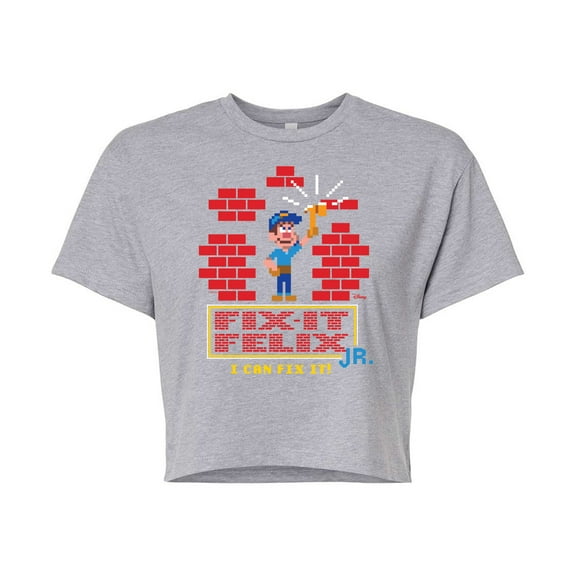 Disney Wreck It Ralph - I Can Fix It Felix - Juniors Cropped Cotton Blend T-Shirt