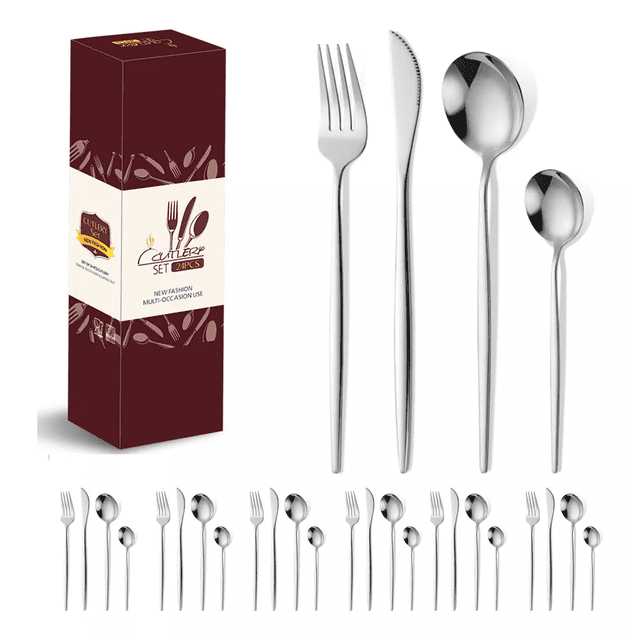 Set 24 Piezas Cubiertos de Acero Inoxidable
