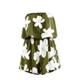 thumbnail image 3 of Chiffon Short Jumpsuits Womens Off Shoulder Floral Dressy Casual Pleated Romper Shorts Summer Beach Boho Outfits with Flowy Hem, 3 of 10