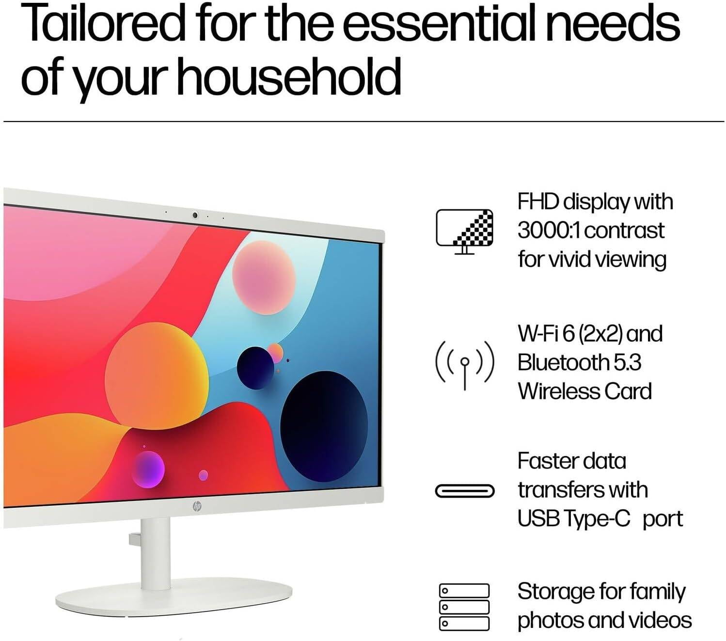 HP 22" All-in-One Desktop Computer Intel Quad-Core Processor FHD Display 16GB DDR5 RAM, 640GB Storage WiFi 6 Bluetooth Business AIO Windows 11 Pro