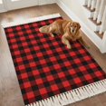 thumbnail image 4 of Bedroom Rug Carpet 3'x 5', Black Red Plaid Washable Floor Carpet with Tassels, Vintage Rustic Buffalo Checked Gingham Elegant Soft Floor Rug Mat for Patio, Balcony, Laundry, Room Decor, 4 of 9