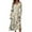 Earthy Yellow, variant on Women's Autumn Winter Casual Fashion V-Neck Long-sleeved Floral Print Long Dress, Army Green, Size L