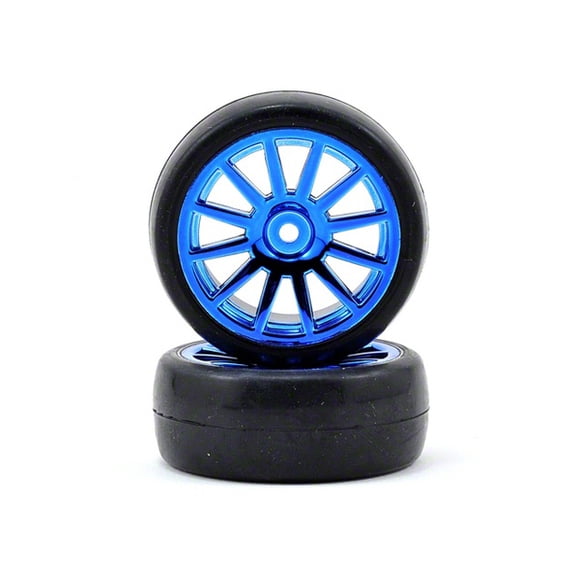 Traxxas 7573R Tires & Wheels Assembled Glued (12-Spoke Blue Chrome TRA7573R