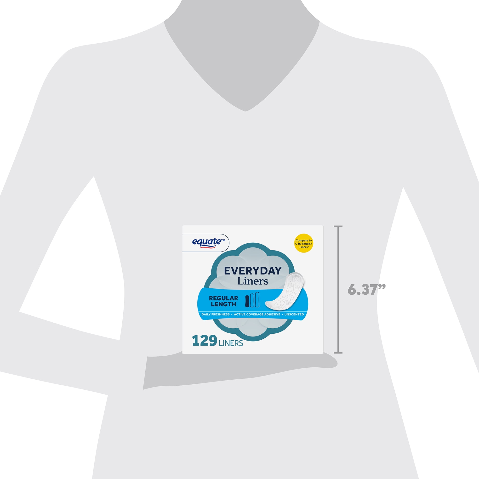 Equate Light Protection Everyday Panty Liners, Regular Length, 129 Count
