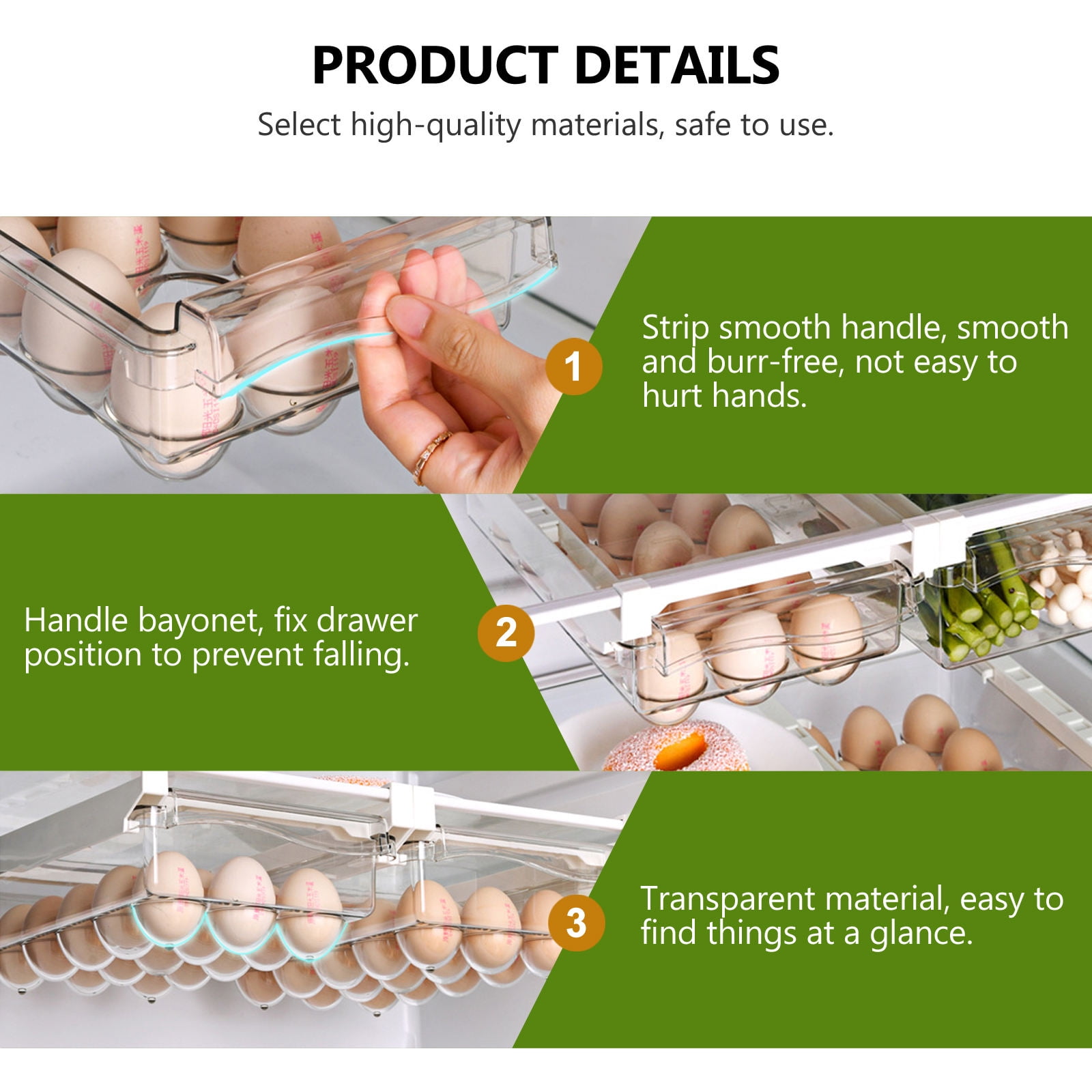 ELAYARD Refrigerator Holder - 1 Pc ABS Organizer Tray to Keep Eggs Neat and Secure