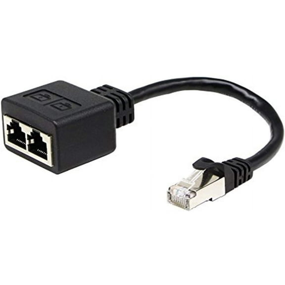 Hydanny Rj45 Male to Female Dual Rj45 Adapter Cable (15cm) Can Be Used to Switch Networks Between Two Computers (Not Used as a Network Splitter)