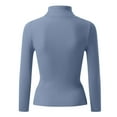 thumbnail image 4 of Women's Mock Turtleneck Long Sleeve Shirt Fall Outfits Fashion Thermal Undershirt Basic Tops Fitted Layer Tee 2025 Blue S, 4 of 4