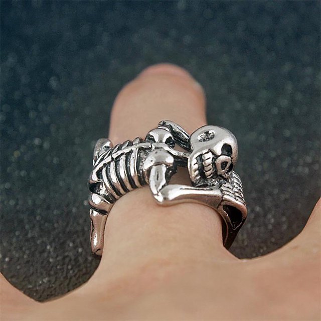 Anillo de apertura de calavera de esqueleto retro punk Wmkox8yii Plata Unisex Punk fajkfhkj5668