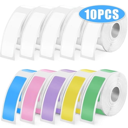 12x40mm Thermal Label Tapes - 10 Rolls Laminated Printer Stickers for D30 Portable Label Makers,Colorful,1600 Pcs
