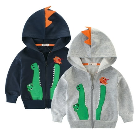 

KYAIGUO Baby Boys Hoodie Sweatshirts Spring Dinosaurs Full Zip Coats Youth Big Long Sleeve Sweatsuit Outwears Fall Kids & Toddler Zip-Up Hoodie Sweatshirt for 1-10Y