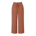 thumbnail image 6 of Hilenly Womens Cotton Palazzo Pants Drawstring Elastic Waist Casual Wide Leg Trousers Summer Beach Lounge Pants with Pockets, 6 of 6