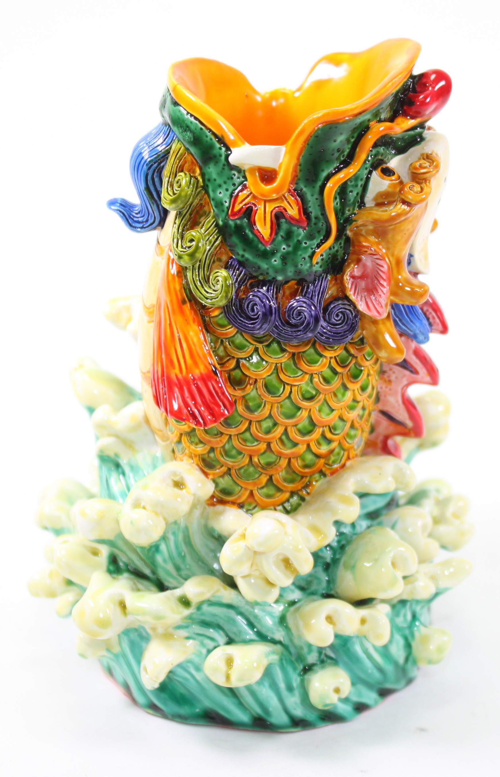 Feng Shui Carp & Dragon Pen Holder Figurine Statue Courage Achievement Success Home Decor Gift