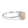 thumbnail image 2 of Halo Oval Fashion Ring Morganite CZ Accent 925 Sterling Silver Size 11, 2 of 6