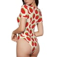 thumbnail image 3 of KLL Women 's Crew Neck Bodysuit Jumpsuits Tomatoes And Chili Print Short onesies Stretch T Shirts, 3 of 7