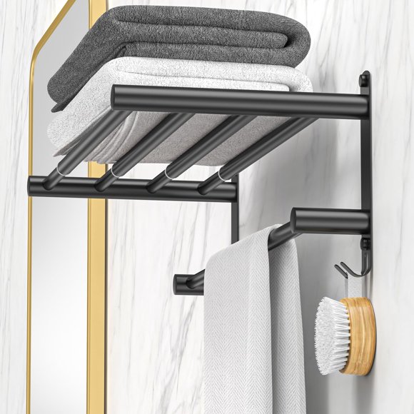 Caximsy Barra De Toalla Ajustable Negra Para Montaje En Pared De Baño Toallero De Ducha Adhesivo De 17-30,7 Pulgadas Toalleros De Baño De Acero Inoxidable Para Inodoro Cocina Colgador De Toalla Doble