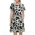 thumbnail image 1 of Balery Cow Skin 1 Vestidos sueltos de manga corta para mujer, vestidos de verano 2025, vestidos casuales de corte A con vuelo., 1 of 6