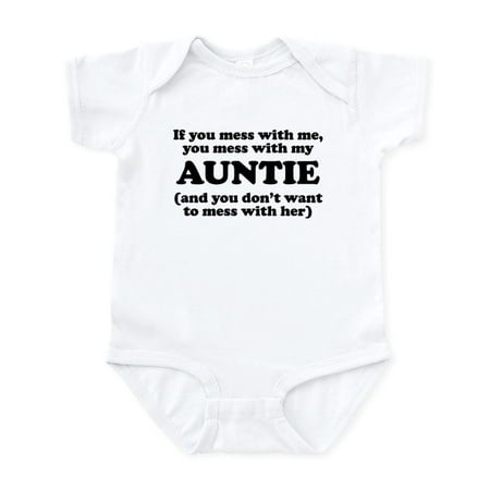 

CafePress - You Mess With My Auntie Body Suit - Baby Light Bodysuit Size Newborn - 24 Months
