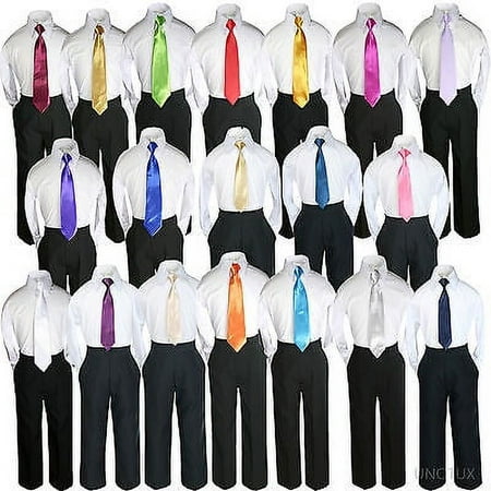 

Baby Boy Toddler Wedding Formal 3pc Set Shirt Pants Necktie Suit Separate S-4T