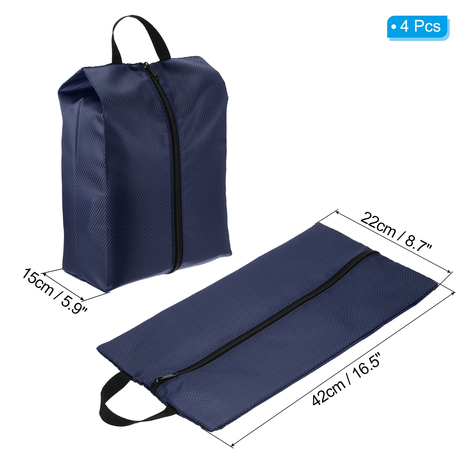Uxcell Shoe Bags for Travel, Portable Shoe Bag with Zipper for Travel, Navy Blue 4 Pack