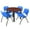 Cherry / Black / Blue, variant on Romig Trek 48 in Round Breakroom Table- Maple Top, Black Legs, 4 M Stack Chairs- Black