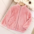 thumbnail image 2 of GDEGE Little/Big Kids Boys and Girls Fall Long Sleeved Jacket Solid Color Short Pile Coral Jacket Casual jacket Beautiful Fashion jacket Home Party jacket Daily Wear School, 2 of 5