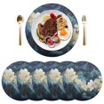 thumbnail image 5 of Ryvnso Abstract Flower on Marble Round Plate Mats Dining Table Placemat Set of 4 for Holiday Decoration, 5 of 7